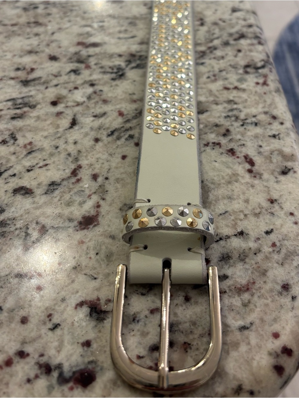 Like New Women Amsterdam Heritage Genuine Leather Gold and Silver studded belt.